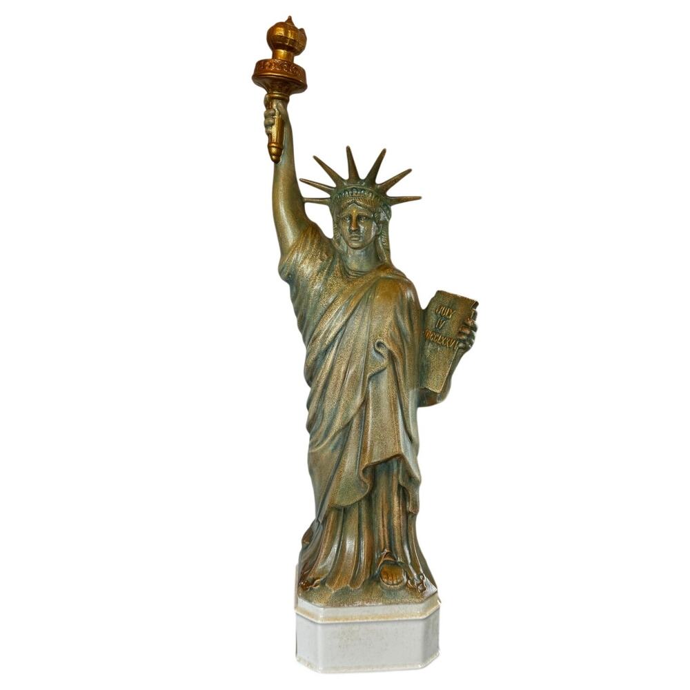 Limoges France Statue Of Liberty Verdigris Green Gold Accents Large Figurine 21"